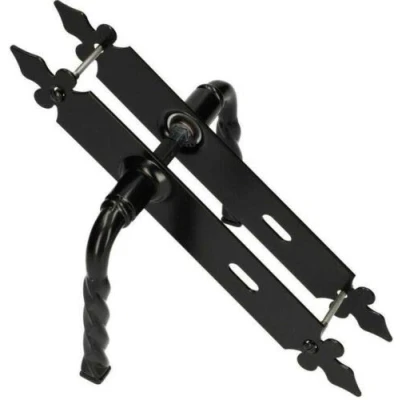 Imagen de KOTARBAU Picaporte para puerta de 90 mm PZ/BB, negro, universal, interior y exterior, hierro forjado, resistente a la corrosión (BB)