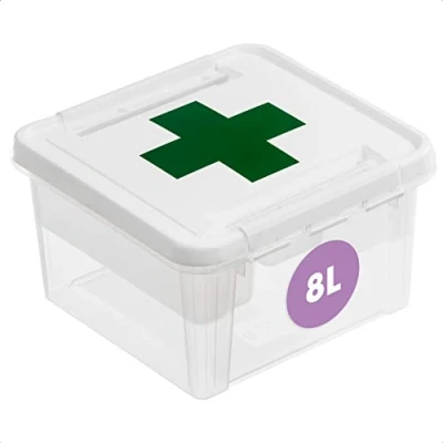 Imagen de Hammarplast 3597110 Clipbox Smart Store Deco First Aid Caja de plástico con Cierre Clip Bandeja compartimentada, 28 x 17 cm, 8 L