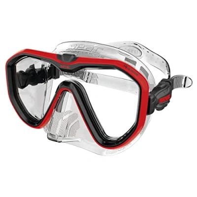 Imagen de SEAC Appeal, máscara de Buceo Lente única Made in Italy con Hebilla 3D Directamente en la Falda, Transparente/Rojo, Standard