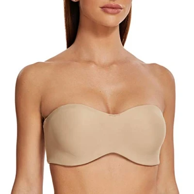 Imagen de MELENECA Sujetador con Aros sin Relleno Reductor Tirantes Bandeau para Mujer Beige 95C