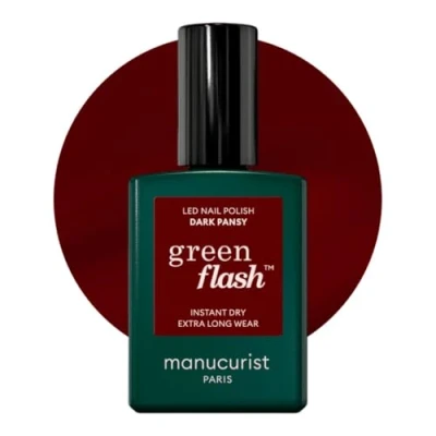 Imagen de Manucurist Green Flash Esmalte semipermanente rojo cereza de uñas en gel Dark Pansy 12 free, origen orgánico (84%) Fabricado Francia 15 ml