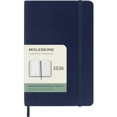 Imagen de Moleskine Agenda Semanal, Semanal 2026 12 Meses Con Espacio Para Notas, Tapa Blanda y Cierre Elástico, Formato Pocket 9x14, Color Azul