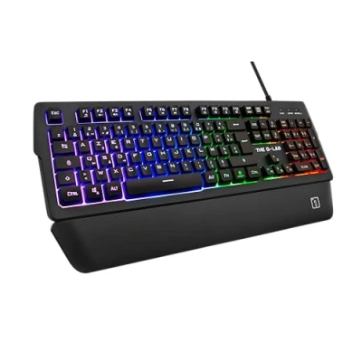 Imagen de The G Lab Keyz Palladium Teclado Gamer AZERTY con Cable USB Retroiluminación RGB LED Multicolor, reposamuñecas magnéticas, 26 Teclas antighosting, Duradero PC PS4 Xbox One (Negro)