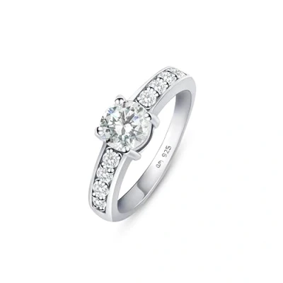 Imagen de Amberta Anillo Compromiso para Mujer Plata Ley 925 de Pedida Mano Solitario Diamante Simulado: Talla 14