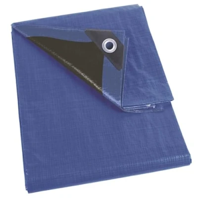 Imagen de Perel Impuesto, Muy Resistente, 26 Ojales, ángulos Reforzados, rectangulares, Azul/Negro, 140 g/m², 5 x 8 m