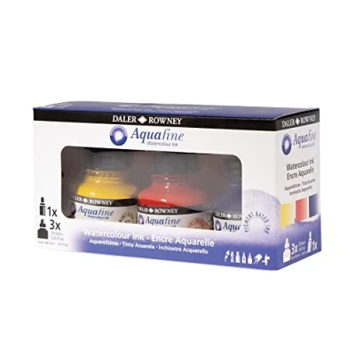 Imagen de Set 3 Tintas De Acuarela Daler Rowney Aquafine Watercolour 29,5ml + 1 Rotulador Rellenable Fw