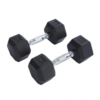 Imagen de Endless Pair of 6 Kg (2 * 13 LB) Hexagon Rubber Coated Dumbbell Black Material: Iron and Perfect for Bodybuilding, Fitness, Weight Lifting Training at Home or Gym