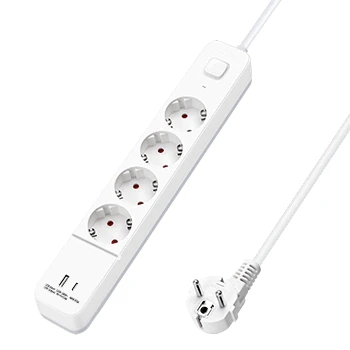 Imagen de Aigostar Regleta alargador de 4 enchufes con cable 3 metros e interruptor USB+TYPE C