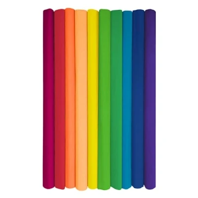 Imagen de Interdruk rollos de papel crepé para niños, bricolaje y decoración Paquete 10 (50 cm x 200 cm, 28 g/m2) colores arcoíris surtidos