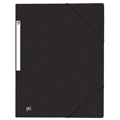 Imagen de OXFORD Lote de 50 camisas 3 solapas Top File + A4 con funda elástica para tarjeta, color negro