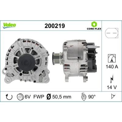 Imagen de VALEO 200219 Alternador 14V 140A VOLKSWAGEN: Transporter 5, 5 Bus, Multivan (7HM