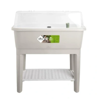 Imagen de Elho Mesa de Cultivo Noa 80 Jardinera elevada con Cubierta y Sistema riego Hierbas plástico 100% Reciclado 78,5 x 34,2 cm Gris/Gris cálido