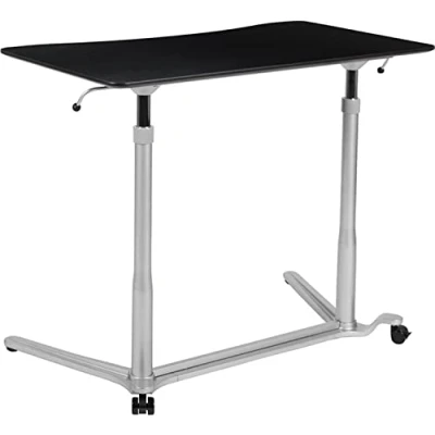 Imagen de Flash Furniture ergonómico para computadora Sentado, Escritorio de pie, Plástico, Madera ingeniería: Tablero Fibra Densidad Media, PVC, Acero, Negro, Set of 1