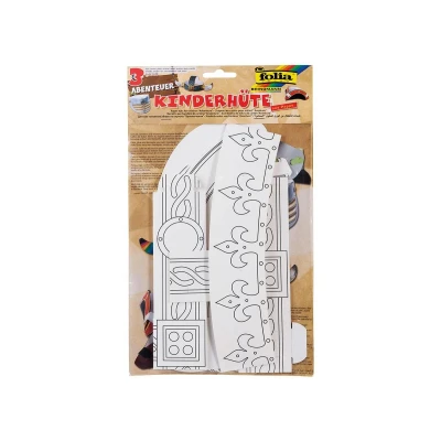 Imagen de folia Sombreros Aventura de cartón, 3 Unidades Diferentes Formas, Color Blanco, para Pintar y diseñar Usted Mismo, niñas, Ideal Fiestas cumpleaños Infantiles, Multicolor, Medium (23308)