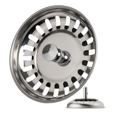 Imagen de Cesta de tamiz fregadero, Ø 79 mm, 30 mm Tornillo, clavija espiga 7,8 Color plata, tapón fregadero acero inoxidable, Colador drenaje fregaderos cocina, rejilla universal