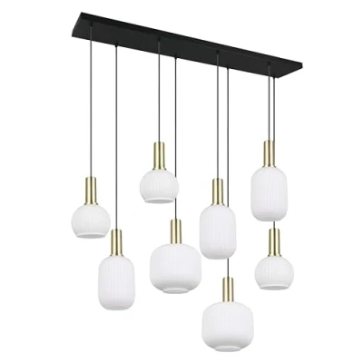 Imagen de Trio Lighting Lámpara colgante Diva, 8 luces, color latón, opal, metal, cristal