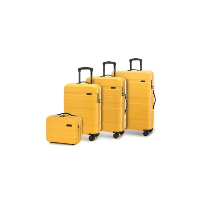 Imagen de WITTCHEN Comodo Line Juego de 4 Maletas Bolsa Viaje Equipaje Dura ABS Cerradura TSA Tamaño (S+M+L+Neceser) Amarillo
