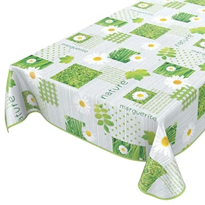 Imagen de Anro Mantel de hule lavable, 95% PVC, 5% poliéster., Diseño cuadros, color verde., 260 x 140cm mit Saum
