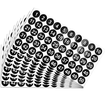 Imagen de milaosk 10 Hojas Pegatinas Numeros Adhesivos 1 a 50,Numeros Vinilo Negro Pequeños (2,5 cm)