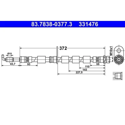Imagen de Tubo de freno ATE 83.7838 0377.3, Izquierda