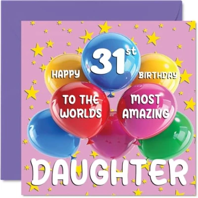 Imagen de Tarjeta de cumpleaños número 31 para hija La más increíble del mundo feliz mamá papá, 145 mm x edad y tarjetas felicitación