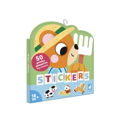 Imagen de Janod 50 Pegatinas Grandes para Niños A Partir de 18 Meses Formato 7x8cm Tema Granja Pre Cortadas Facilitar la Agarre Desarrollo Creativo J09188, Animales (JURATOYS J09188)