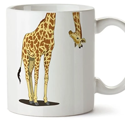 Imagen de MUGFFINS Jirafa Tazas Desayuno Originales para Amantes de los Animales Regalo molón cuqui 350 ml