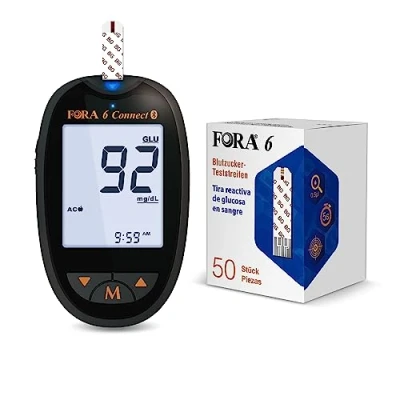 Imagen de Medidor de glucosa en sangre FORA 6 1 Bluetooth con 50 tiras reactivas