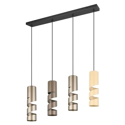 Imagen de Trio Leuchten Colgante STREAM 364000417, Metal Negro Mate, Tono Café/Taupe/Beige, excl. 4x GU10