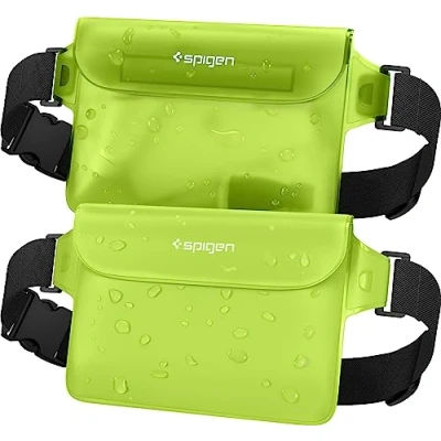 Imagen de Spigen Aqua Shield Bolsa Impermeable [2 Piezas], Riñonera Estanca con Cintura Ajustable para Playa, Piscina, Natación, Kayak, Pesca, Senderismo, etc Cactus Verde