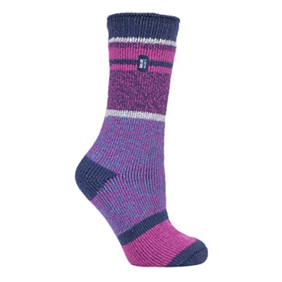 Imagen de HEAT HOLDERS Mujer Colores Rayas Fantasia Calcetines Termicos Gordos para Invierno (37 42 EU, AD Púrpura/Rosa)