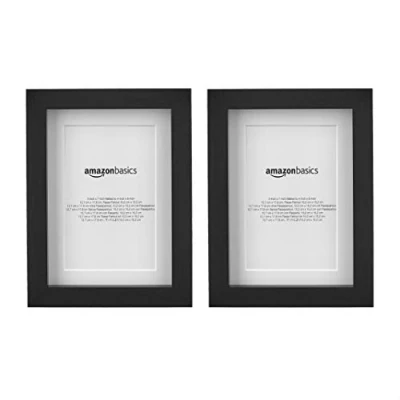 Imagen de Amazon Basics Marco para fotos con paspartú, 18 x 13 cm paspartú de 10 15 cm, Rectangular, Negro, Paquete 2