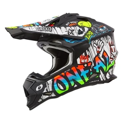 Imagen de O&#039;NEAL Casco Motocross MX Enduro Carcasa ABS, Norma de Seguridad ECE 22.06, Rejillas ventilación para una refrigeración óptima 2SRS Rancid V.24 Adulto Negro Blanco Talla L