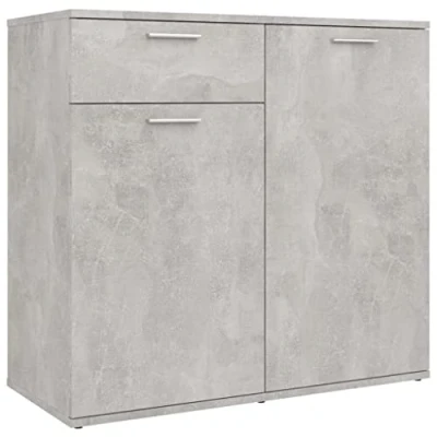 Imagen de vidaXL Aparador Entrada Acento Pasillo Vestíbulo Recibidor Auxiliar Decoración Hogar Casa Escritorio Mueble de Contrachapada Gris Hormigón 80x36x75 cm