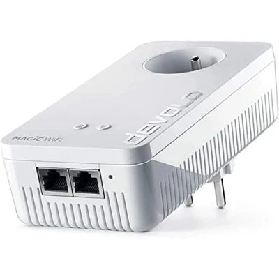 Imagen de devolo Magic 2 WiFi Next Adaptador PLC de WiFi, rápido (2400 Mbps, Puertos Gigabit Ethernet), para el teletrabajo y la transmisión en Directo, Enchufe francés