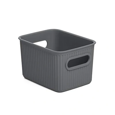 Imagen de Tatay Caja Organizadora Rectangular Baobab, 1.5L de Capacidad, Polipropileno, Libre BPA, Color Gris Antracita, Medidas 12.5 x 16.4 10 cm