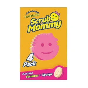 Imagen de Scrub Daddy Mommy Estropajo de Doble Cara, Esponja para Lavar Platos y Limpieza Baño, Antiarañazos, Antibacteriana Reutilizable Cocina Raspadora Flextexture Paquete 4