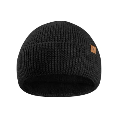 Imagen de DANISH ENDURANCE Gorro Beanie de Lana Merino con Forro Polar, Punto, Invierno para Niños, Negro, One Size