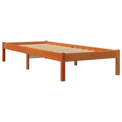 Imagen de vidaXL Estructura de Cama, Somier Listones Invitados, Armazón Mueble para Dormitorio, Madera Maciza Pino Marrón Cera 90x200 cm