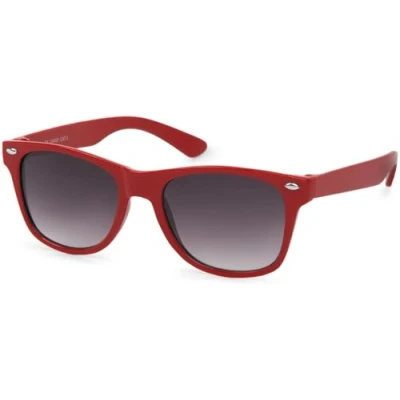 Imagen de styleBREAKER Gafas de sol Kids Nerd con montura plástico y lentes policarbonato, diseño clásico retro 09020056, color:Marco Rojo/delineado vidrio gris