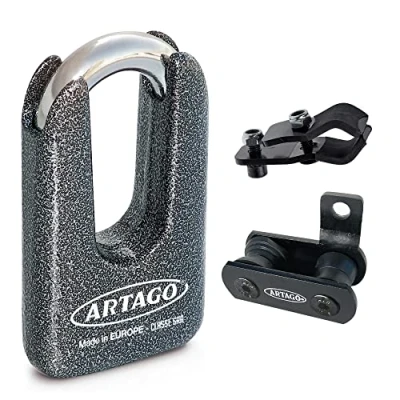 Imagen de Artago 69T4 Pack Candado Antirrobo Disco Alta Seguridad + Soporte para Honda CRF 1000L Africa Twin, Homologado SRA, Sold Secure Gold, ART4