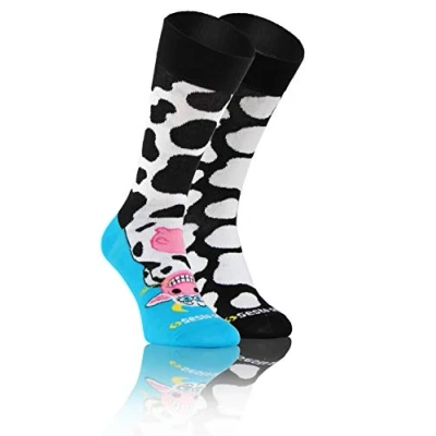 Imagen de Sesto Senso Calcetines Divertidos Algodón Mujer Hombre Locos Coloridos Funny Socks Animal Parches 39 42 Vaca