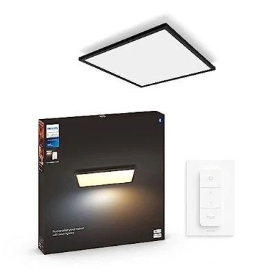 Imagen de Philips Hue Panel Led Inteligente Aurelle, 39W 3750 lúmens, Luz Blanca de Cálida a Fría, Compatible con Alexa y Google Home, 60x60cm, Negro