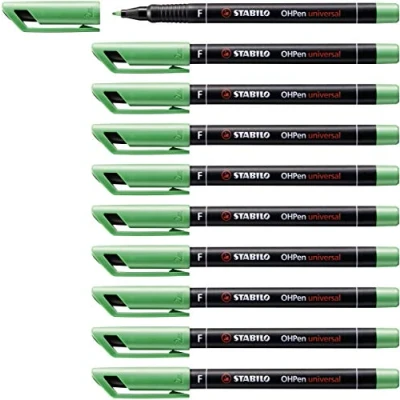 Imagen de Marcador permanente STABILO OHPen Caja con 10 unidades Color verde Punta fina