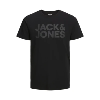 Imagen de JACK &amp; JONES Jjecorp Logo Tee Ss O neck Noos Camiseta Cuello Redondo, Black Fit:slim/Large Print/Black, S Hombre