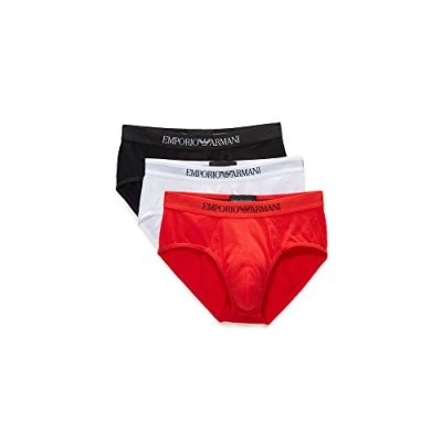 Imagen de Emporio Armani Calzoncillos de algodón Ropa Interior, Negro/Blanco/Rojo, XL (Pack 3) para Hombre