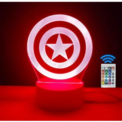 Imagen de Lampara LED decorativa superheroes escudo Capitan America Mando a distancia 16 colores (Capitan America)