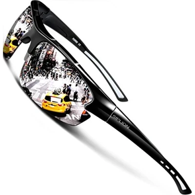 Imagen de SIPLION Hombre Gafas de sol Polarizadas Deportes para Ciclismo Pesca Golf TR90 Súper ligero Marco 502 Plateado UV400 CAT 3 CE