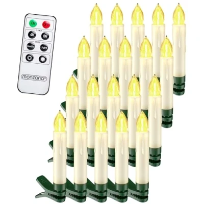 Imagen de DEUBA® 20 Velas LED Decorativas Árbol Navidad Control Remoto Temporizador Inalámbrico Blanco Cálido