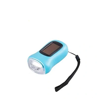 Imagen de linterna LED con manivela dinamo solar, de emergencia, luz supervivencia (azul)
